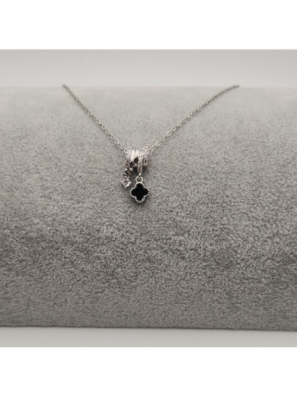 Silver Stainless Steel Clover Charm Necklace – Waterproof & Tarnish Proof